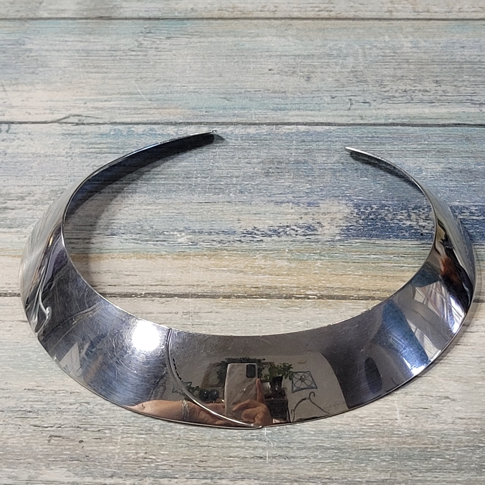 Ed Levin Silver Choker Necklace. - Picture 2 of 10
